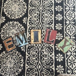 Metal Letters E, M, I, L, Y